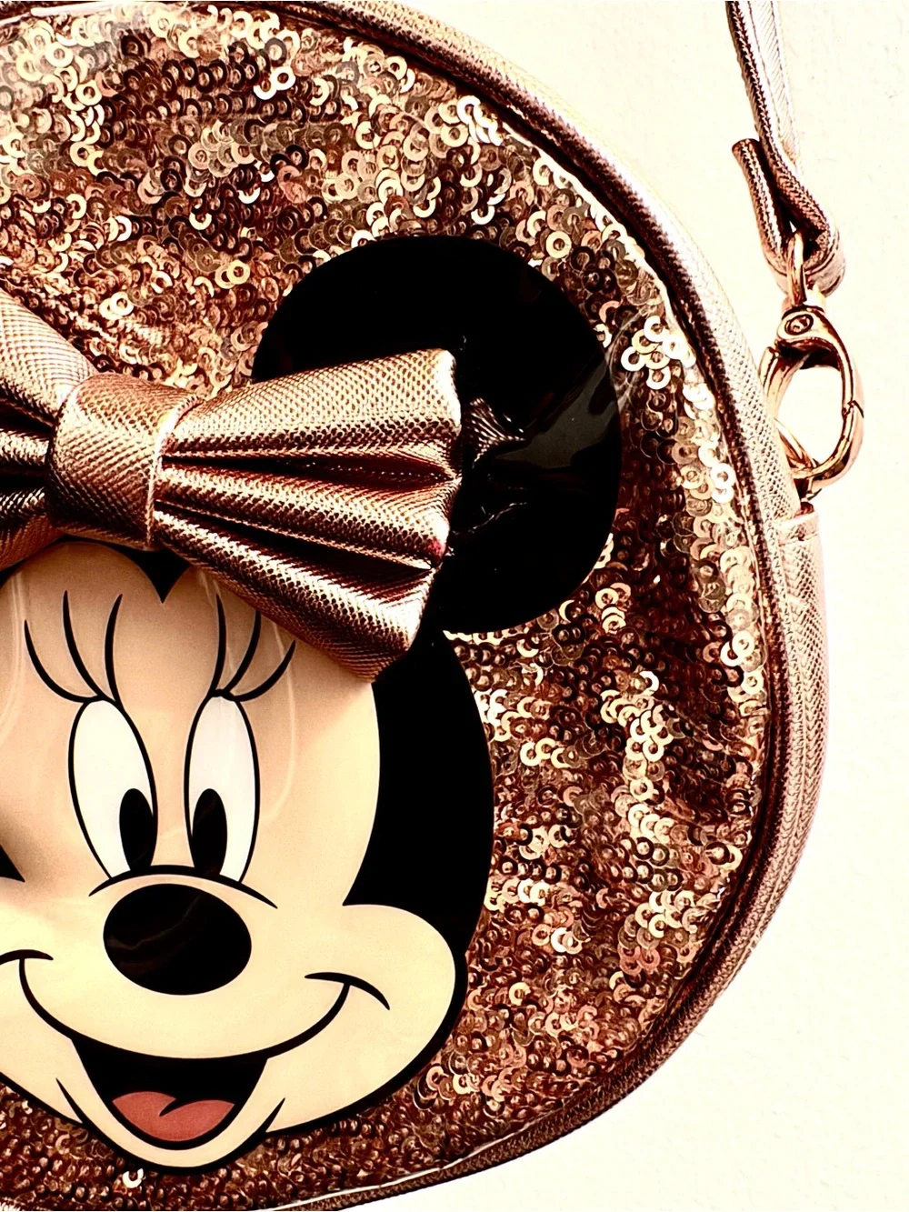 Disney Minnie Mouse Rose Gold Sequin Crossbody Bag